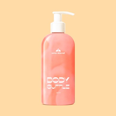 Set Funky Mood — Sorbet Scrub Cotton Candy, Body Suffle Sweet Peaches,  в подарунок Shower Gel Love Is